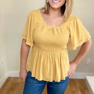 Yellow Smocked Women's Top